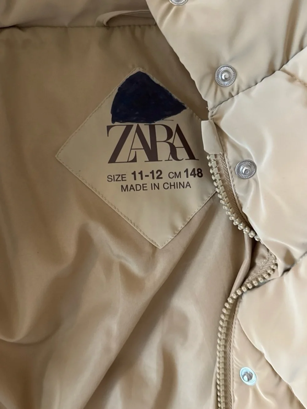 Zara Beige Quilted Puffer Jacket
